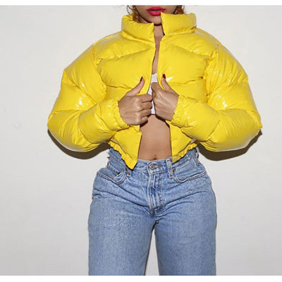 Cropped Puffer Jacket - Short - Zip-Up - Winter Jacket - Women's Puffer Jacket-Grace Aura