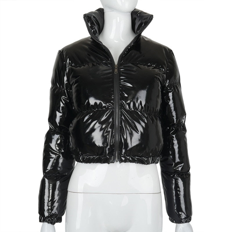 Cropped Puffer Jacket - Short - Zip-Up - Winter Jacket - Women's Puffer Jacket-Grace Aura