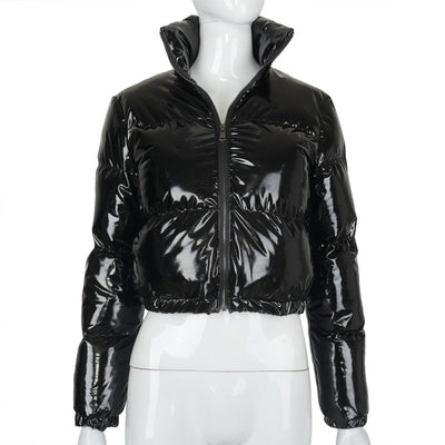 Cropped Puffer Jacket - Short - Zip-Up - Winter Jacket - Women's Puffer Jacket-Grace Aura