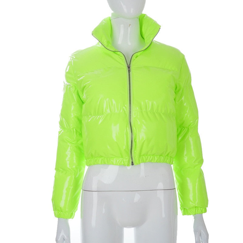 Cropped Puffer Jacket - Short - Zip-Up - Winter Jacket - Women's Puffer Jacket-Grace Aura