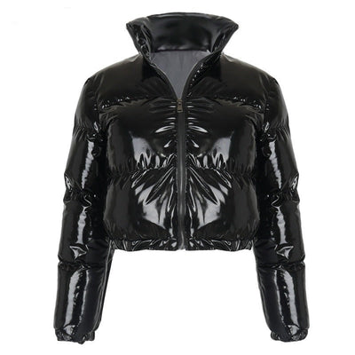 Cropped Puffer Jacket - Short - Zip-Up - Winter Jacket - Women's Puffer Jacket-Grace Aura