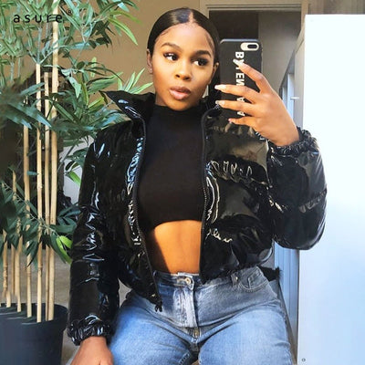 Cropped Puffer Jacket - Short - Zip-Up - Winter Jacket - Women's Puffer Jacket-Grace Aura