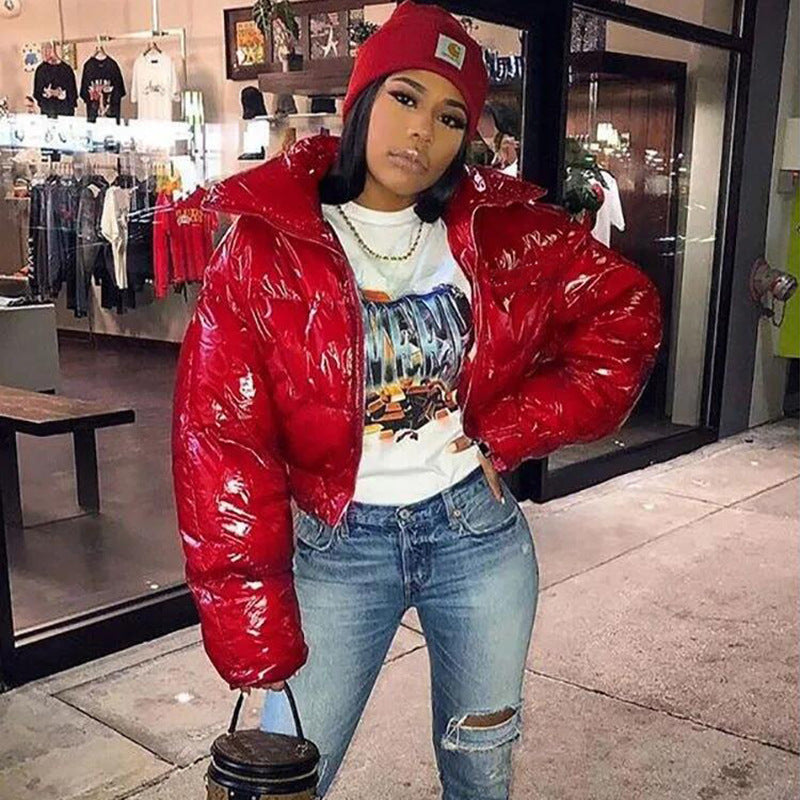 Cropped Puffer Jacket - Short - Zip-Up - Winter Jacket - Women's Puffer Jacket-Grace Aura