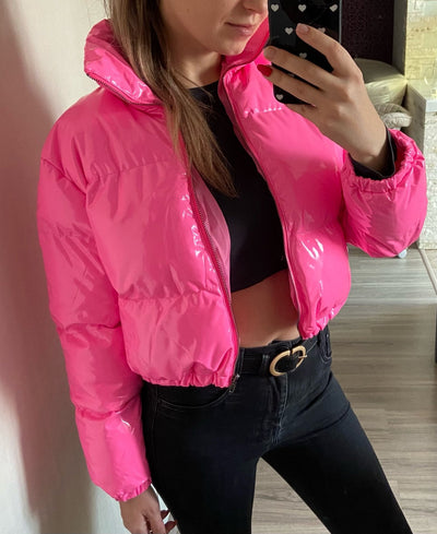 Cropped Puffer Jacket - Short - Zip-Up - Winter Jacket - Women's Puffer Jacket-Grace Aura