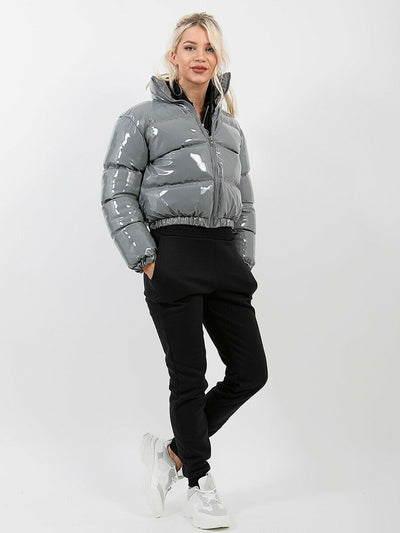 Cropped Puffer Jacket - Short - Zip-Up - Winter Jacket - Women's Puffer Jacket-Grace Aura