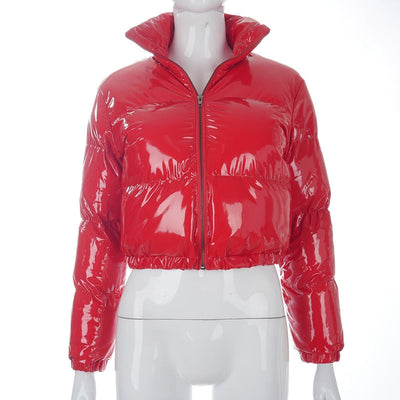 Cropped Puffer Jacket - Short - Zip-Up - Winter Jacket - Women's Puffer Jacket-Grace Aura