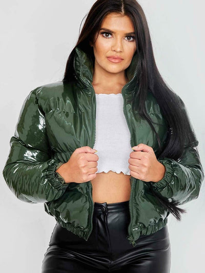 Cropped Puffer Jacket - Short - Zip-Up - Winter Jacket - Women's Puffer Jacket-Grace Aura