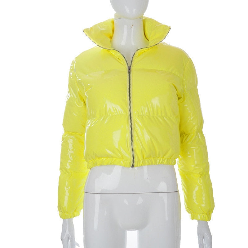 Cropped Puffer Jacket - Short - Zip-Up - Winter Jacket - Women's Puffer Jacket-Grace Aura