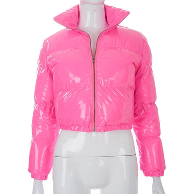 Cropped Puffer Jacket - Short - Zip-Up - Winter Jacket - Women's Puffer Jacket-Grace Aura