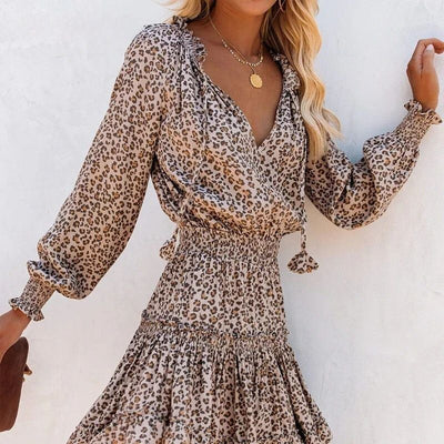 Daphne - Leopard Print Mini Dress-Grace Aura