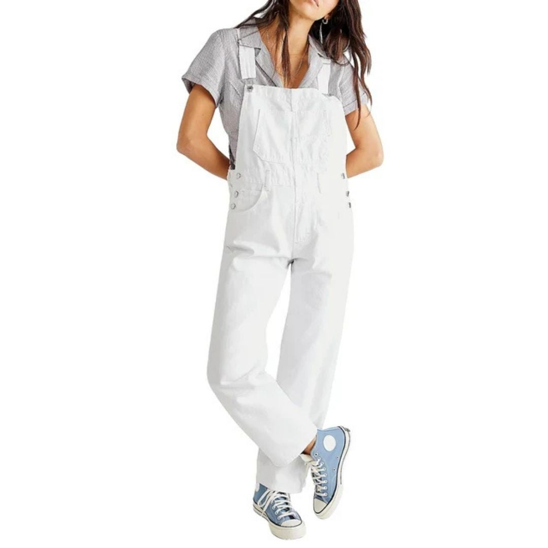 Denim Dungarees - Casual - Sleeveless - Denim Jumpsuit - Denim Overalls for Women-Grace Aura
