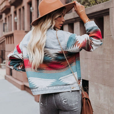 Denim Jacket | Vintage | Light Blue | Oversized Denim Jacket | Women's Jacket-Grace Aura
