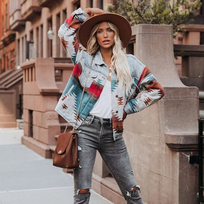 Denim Jacket | Vintage | Light Blue | Oversized Denim Jacket | Women's Jacket-Grace Aura