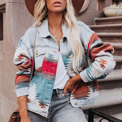 Denim Jacket | Vintage | Light Blue | Oversized Denim Jacket | Women's Jacket-Grace Aura