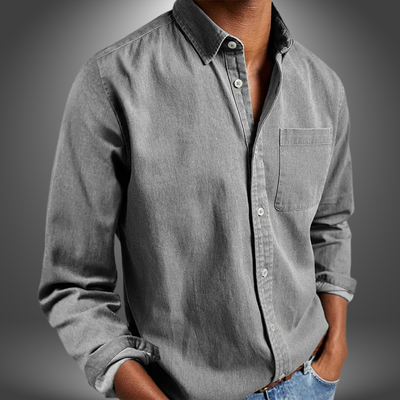 Denim Shirt | Long Sleeve | Regular Fit | Button-Up Shirt | Men's Shirts-Grace Aura