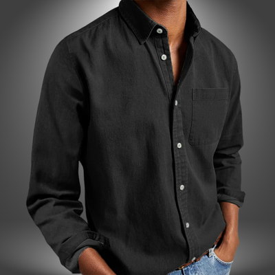 Denim Shirt | Long Sleeve | Regular Fit | Button-Up Shirt | Men's Shirts-Grace Aura