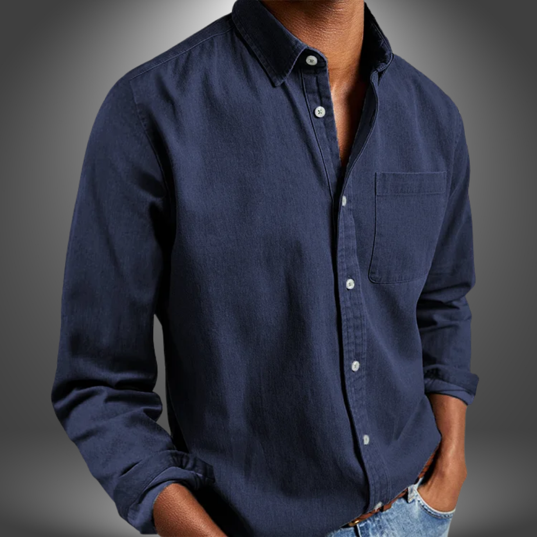 Denim Shirt | Long Sleeve | Regular Fit | Button-Up Shirt | Men's Shirts-Grace Aura