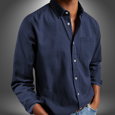 Denim Shirt | Long Sleeve | Regular Fit | Button-Up Shirt | Men's Shirts-Grace Aura