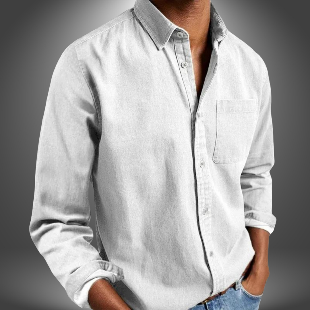 Denim Shirt | Long Sleeve | Regular Fit | Button-Up Shirt | Men's Shirts-Grace Aura