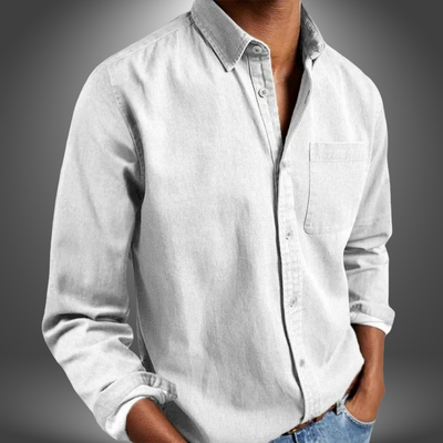 Denim Shirt | Long Sleeve | Regular Fit | Button-Up Shirt | Men's Shirts-Grace Aura