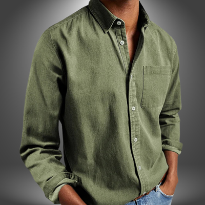 Denim Shirt | Long Sleeve | Regular Fit | Button-Up Shirt | Men's Shirts-Grace Aura