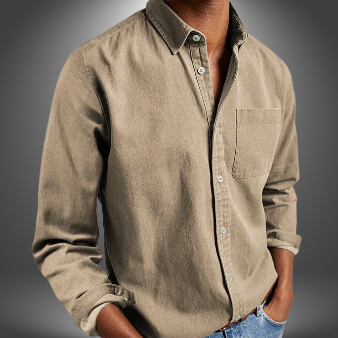 Denim Shirt | Long Sleeve | Regular Fit | Button-Up Shirt | Men's Shirts-Grace Aura