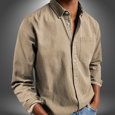 Denim Shirt | Long Sleeve | Regular Fit | Button-Up Shirt | Men's Shirts-Grace Aura