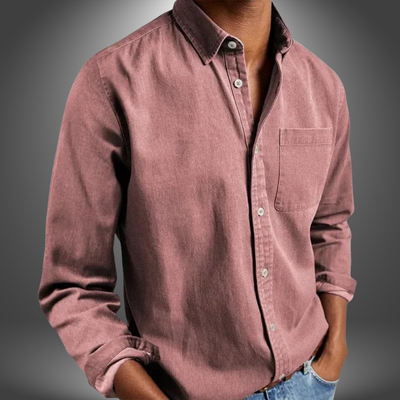 Denim Shirt | Long Sleeve | Regular Fit | Button-Up Shirt | Men's Shirts-Grace Aura