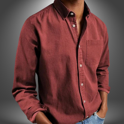 Denim Shirt | Long Sleeve | Regular Fit | Button-Up Shirt | Men's Shirts-Grace Aura
