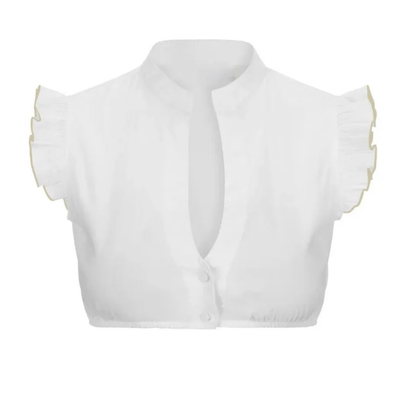 Dirndl Blouse - Women's White Short Sleeve Octoberfest Top-Grace Aura