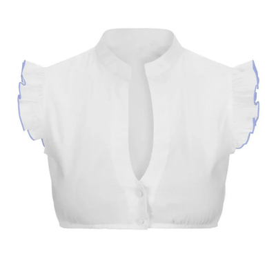 Dirndl Blouse - Women's White Short Sleeve Octoberfest Top-Grace Aura