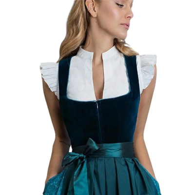 Dirndl Blouse - Women's White Short Sleeve Octoberfest Top-Grace Aura