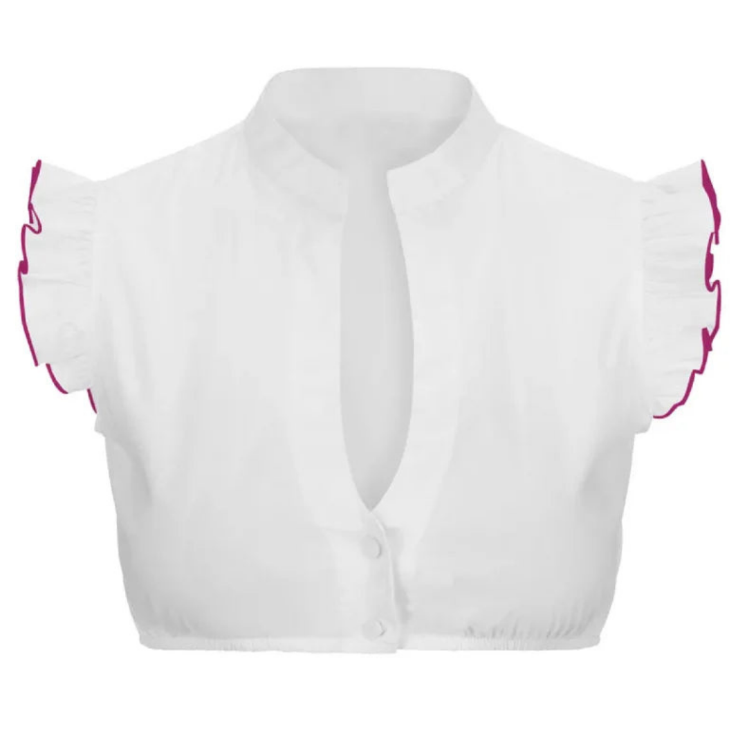 Dirndl Blouse - Women's White Short Sleeve Octoberfest Top-Grace Aura