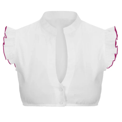 Dirndl Blouse - Women's White Short Sleeve Octoberfest Top-Grace Aura