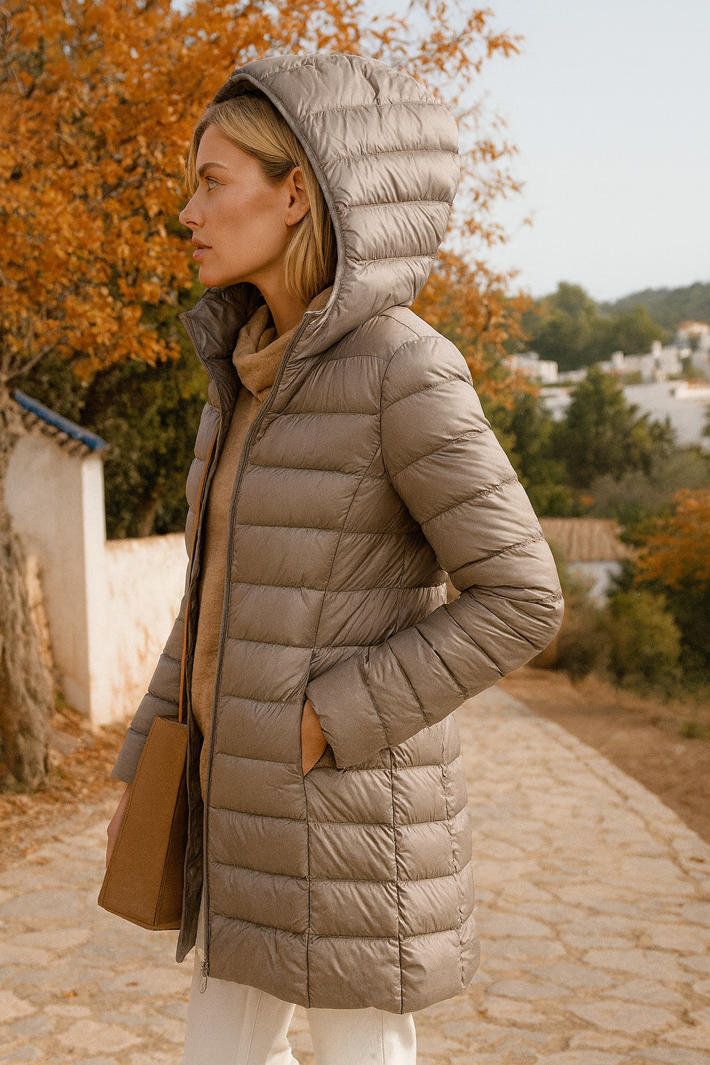 Down Jacket - Lightweight - Hooded - Puffer Jacket - Women's Winter Coat-Grace Aura