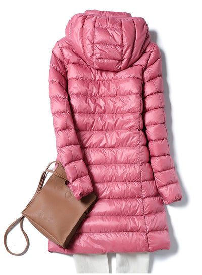 Down Jacket - Women's Lightweight Hooded Puffer Winter Coat-Grace Aura
