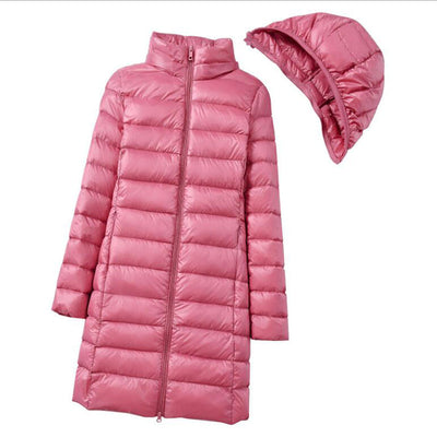 Down Jacket - Women's Lightweight Hooded Puffer Winter Coat-Grace Aura