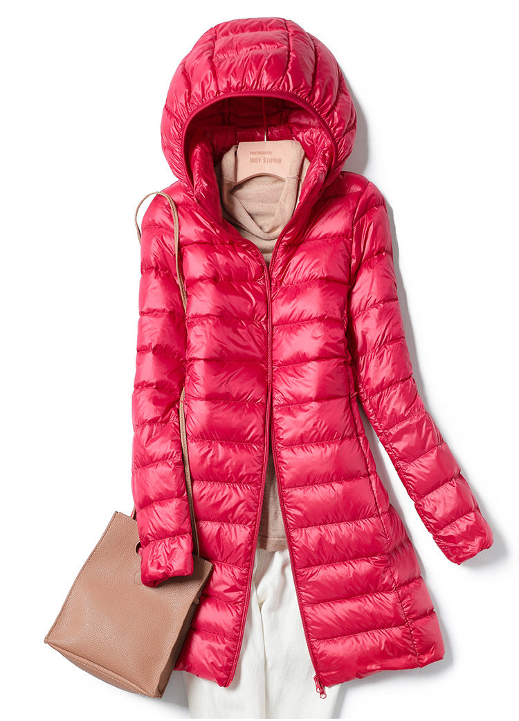 Down Jacket - Women's Lightweight Hooded Puffer Winter Coat-Grace Aura