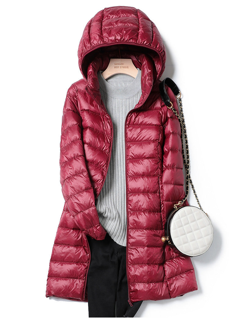 Down Jacket - Women's Lightweight Hooded Puffer Winter Coat-Grace Aura