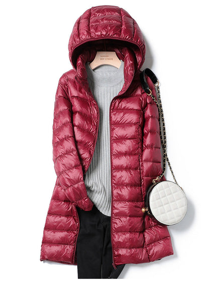 Down Jacket - Women's Lightweight Hooded Puffer Winter Coat-Grace Aura