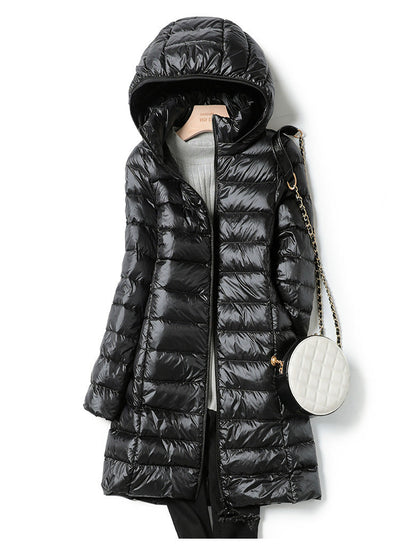 Down Jacket - Women's Lightweight Hooded Puffer Winter Coat-Grace Aura
