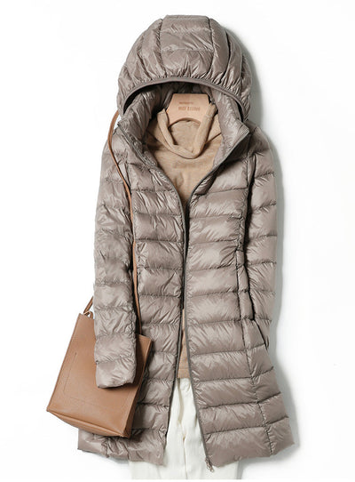 Down Jacket - Women's Lightweight Hooded Puffer Winter Coat-Grace Aura