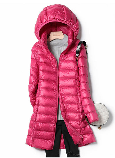 Down Jacket - Women's Lightweight Hooded Puffer Winter Coat-Grace Aura