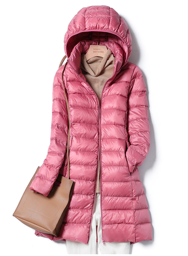 Down Jacket - Women's Lightweight Hooded Puffer Winter Coat-Grace Aura
