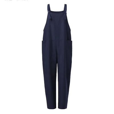 Dungarees - Women's Sleeveless Loose Fit Linen Overalls Jumpsuit-Grace Aura