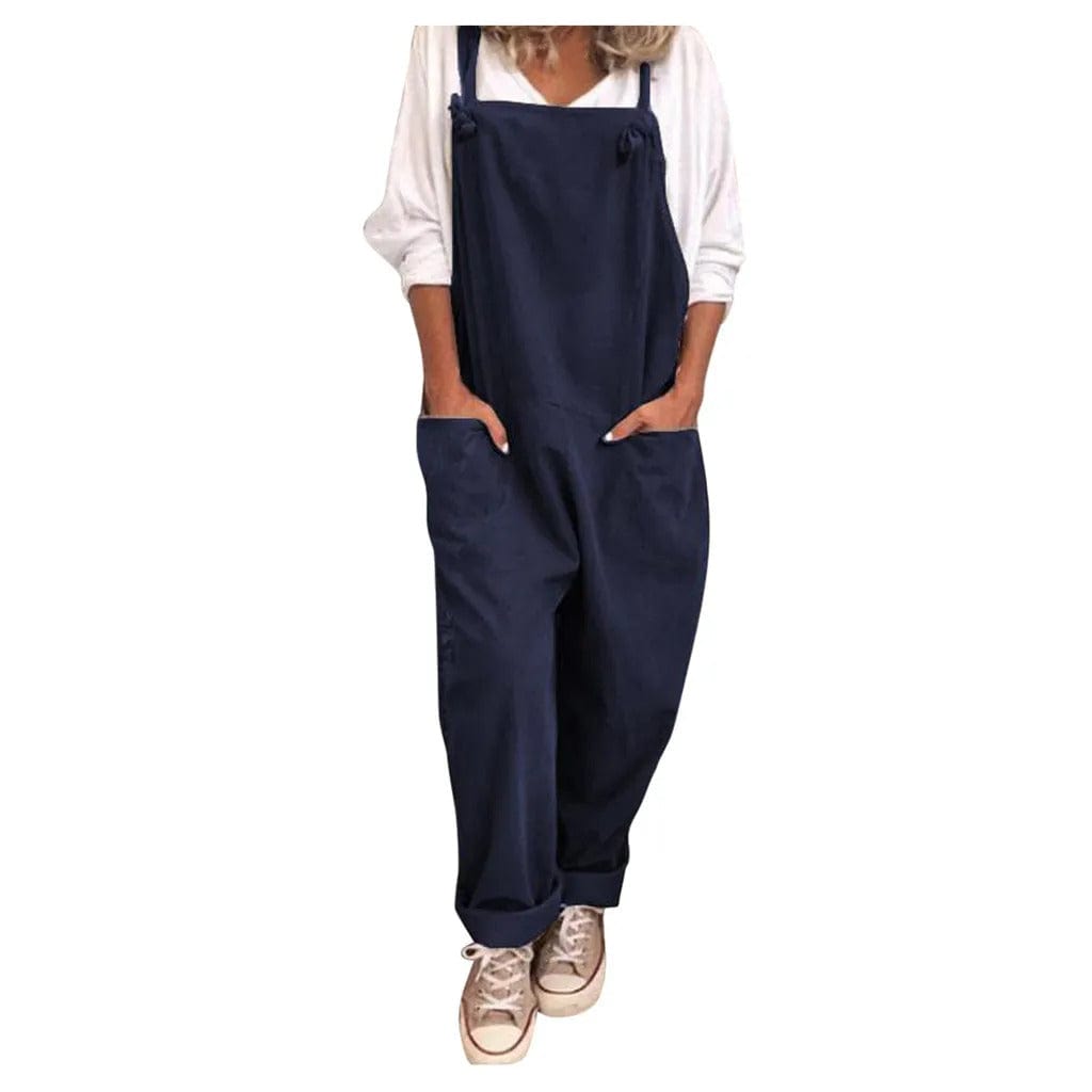 Dungarees - Women's Sleeveless Loose Fit Linen Overalls Jumpsuit-Grace Aura