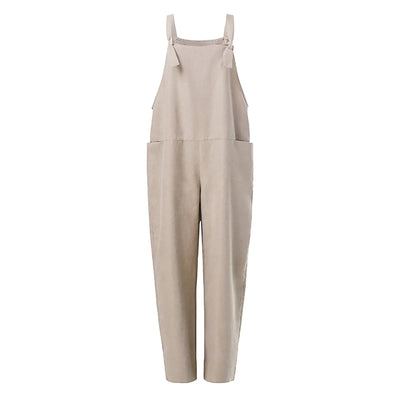 Dungarees - Women's Sleeveless Loose Fit Linen Overalls Jumpsuit-Grace Aura