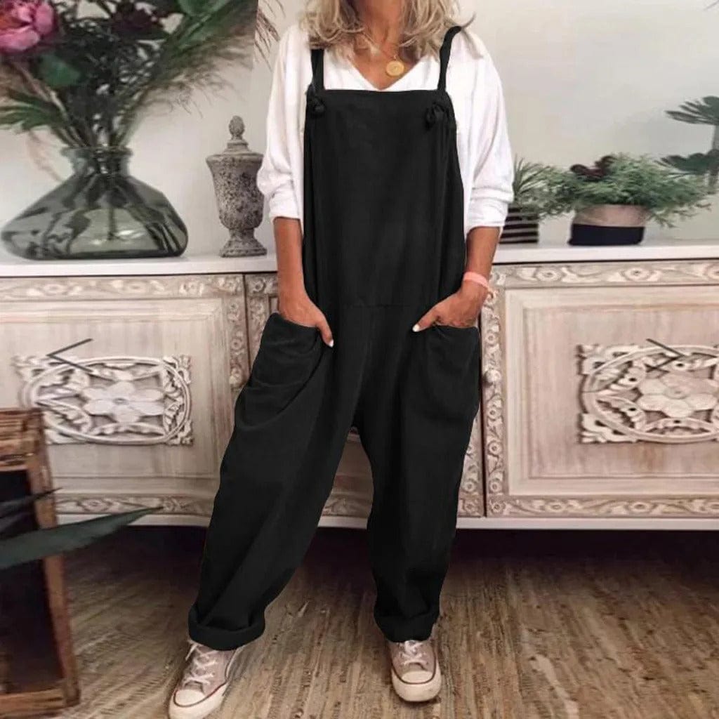 Dungarees - Women's Sleeveless Loose Fit Linen Overalls Jumpsuit-Grace Aura