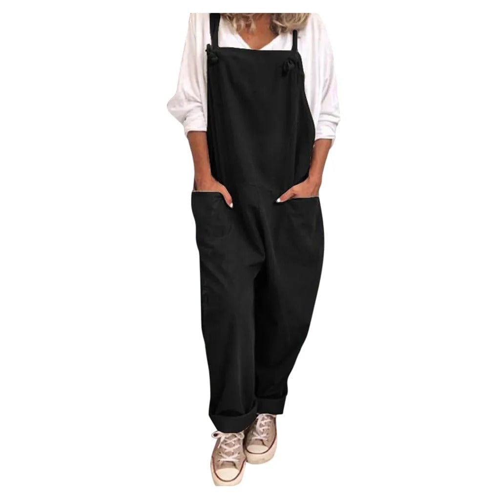 Dungarees - Women's Sleeveless Loose Fit Linen Overalls Jumpsuit-Grace Aura