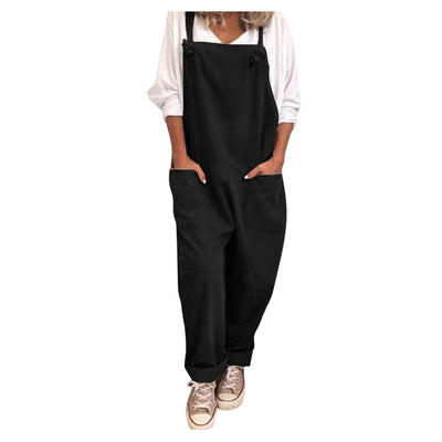 Dungarees - Women's Sleeveless Loose Fit Linen Overalls Jumpsuit-Grace Aura